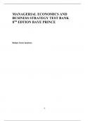 MANAGERIAL ECONOMICS AND BUSINESS STRATEGY TEST BANK 8TH EDTION BAYE PRINCE