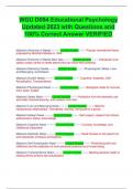 WGU D094 Educational Psychology Updated 2023 with Questions and 100&percnt; Correct Answer VERIFIED