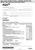 AQA A LEVEL SPANISH PAPER 1 LISTENING, READING AND WRITING 7692/1 JUNE 2023 QUESTIONS PAPER
