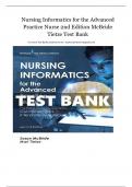 Test Bank For Nursing Informatics for the Advanced Practice Nurse 2nd Edition By Susan McBride, PhD, RN-BC, CPHIMS, FAAN; Mari Tietze, PhD, RN, FHIMSS, FAAN 9780826140456 Chapter 1-30 Complete Guide .
