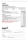  AQA A-LEVEL CHEMISTRY PAPER 1 INORGANIC AND PHYSICAL  CHEMISTRY QUESTION PAPER JUNE 2023 