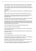 INSURANCE PRACTICE EXAM QUESTIONS AND ANSWERS