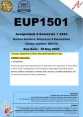 EUP1501 Assignment 4 (COMPLETE ANSWERS) Semester 1 2024 - DUE 10 May 2024
