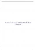 Fundamentals Of Nursing 9th Edition Potter Test Bank |Updated 2023