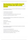 Past Questions From ACHE's Board of Governors Exam with 100&percnt; correct answers&period;