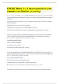 FACHE Week 1 &ndash; 6 exam questions and answers verified for accuracy