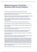 Medical Insurance -Final Exam Questions With Correct Answers&period;