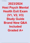 Hesi Psych Mental Health Exit Exam &lpar;V1&comma; V2&comma; V3&rpar; 2023&sol;2024 Study Guide Brand New Q&A Included Graded A&plus;