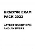 HRM3706 (Updated 2023) Comprehensive Exam Pack for HRM3706: Performance Management with Detailed Answers up until January Supplementary Exam 2023 and Old Assignments till 2023