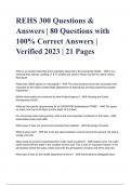REHS 300 Questions & Answers &vert; 80 Questions with 100&percnt; Correct Answers &vert; Verified 2023 &vert; 21 Pages