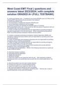 WestCoast EMT&vert; PACKAGE DEAL FINAL EXAM 2023&sol;24 &vert; GRADED A&plus;