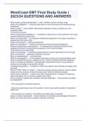 WestCoast EMT Final Study Guide &vert; 2023&sol;24 QUESTIONS AND ANSWERS