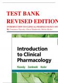 TEST BANK REVISED EDITION  INTRODUCTION TO CLINICAL PHARMACOLOGY 10TH EDITION   By Constance Visovsky, Cheryl Zambroski, Shirley Hosler