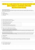 CRITICAL CARE HESI EXIT EXAM QUESTIONS AND 100% CORRECT ANSWERS UPDATED 2022/2023(TEST BANK)