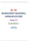 HESI OB MATERNITY TB QUESTIONS & ANSWERS (PICS) INCLUDED!! Version 1 (V1) GUARANTEED A+  (All 55 Q’s)  2022-2023
