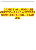DAANCE ALL MODULES QUESTIONS AND ANSWERS COMPLETE ACTUAL EXAM 2023