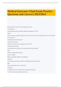 Medical Insurance Final Exam Practice Questions and Answers 2023&sol;2024