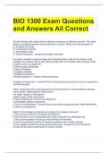 BIO 1300 Exam Questions and Answers All Correct 
