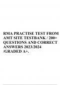 RMA PRACTISE TEST FROM AMT SITE TESTBANK / 200+ QUESTIONS AND CORRECT ANSWERS 2023/2024 /GRADED A+.