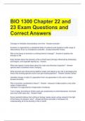BIO 1300 Chapter 22 and 23 Exam Questions and Correct Answers 