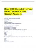 Bios 1300 Cumulative Final Exam Questions with Correct Answers 