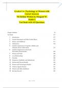 Graded A&plus; Psychology of Women with Correct Answers 7th Edition Written by Margaret W&period; Matlin&rsquo;s Test Bank with All Questions 2023-2024