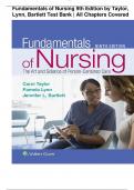 Fundamentals of Nursing 9th Edition by Taylor, Lynn, Bartlett Test Bank | All Chapters Covered