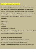 ATI RN Fundamentals Final Exam &lpar;F1&rpar; Newest Questions and Answers &lpar;2026 &sol; 2027&rpar; &lpar;Verified Answers&rpar;