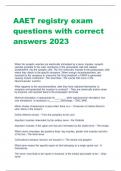 AAET Registry Exam &ndash; 2023 Edition &vert; Verified Questions with Correct Answers &vert; Complete Study Guide