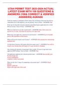 UTAH PERMIT TEST 2023-2024 ACTUAL  LATEST EXAM WITH 100 QUESTIONS &  ANSWERS &lpar;100& CORRECT & VERIFIED  ANSWERS&rpar; AGRADE