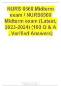 NURS 6560 Midterm exam / NURS6560 Midterm exam (Latest, 2023-2024) (100 Q & A , Verified Answers)
