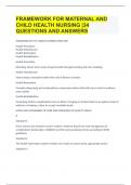 FRAMEWORK FOR MATERNAL AND CHILD HEALTH NURSING |34 QUESTIONS AND ANSWERS