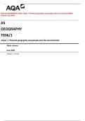 AQA AS GEOGRAPHY 7036/1 Paper 1 Physical geography and people and the environment Mark  scheme June 2023