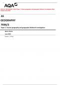 AQA AS  GEOGRAPHY 7036/2 Paper 2  Human geography and geography fieldwork investigation Mark  scheme June 2023