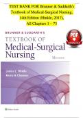 TEST BANK For Brunner and Suddarth's Textbook of Medical-Surgical Nursing, 14th Edition (Hinkle, 2017) | Verified Chapter's 1 - 73 | Complete