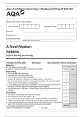 AQA A-level Modern Hebrew Paper 1 Reading and Writing QP MAY 2023 