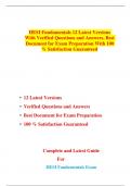 HESI Fundamentals 12 Latest Versions With Verified Questions and Answers, Best Document for Exam Preparation With 100 % Satisfaction Guaranteed