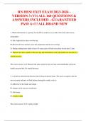 RN HESI EXIT EXAM 2023-2024 - VERSION 3 &lpar;V3&rpar; ALL 160 QUESTIONS &  ANSWERS INCLUDED - GUARANTEED  PASS A&plus;&excl;&excl;&excl; ALL BRAND NE