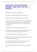 Assisted Living Facility Manager Exam with Correct Answers for 2023-2024