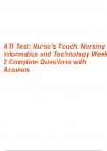 ATI Test: Nurse's Touch: Nursing informatics and Technology Week 2 | Complete Questions with Answers 2023-2024