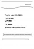Linear Algebra I MAT1503: Department of Mathematical Sciences