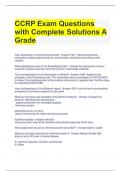 CCRP Exam Questions with Complete Solutions A Grade 