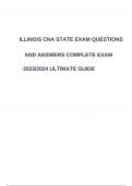 ILLINOIS CNA STATE EXAM QUESTIONS  AND ANSWERS 