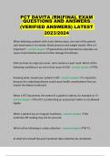 PCT DAVITA &lpar;RN&rpar;FINAL EXAM QUESTIONS AND ANSWERS &lpar;VERIFIED ANSWERS&rpar; LATEST 2023&sol;2024 