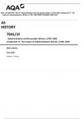 AQA  AS HISTORY 7041/1F Industrialisation and the people: Britain, c1783–1885 Component 1F  The  impact of industrialisation: Britain, c1783–1832 MARK SCHEME JUNE 2023 