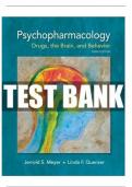 Psychopharmacology Drugs  the Brain And Behavior 3rd Edition meyer Nursing Test  Bank 100 VERIFIED  ANSWERS
