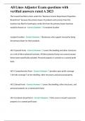 All Lines Adjuster Exam questions with verified answers rated A 2023