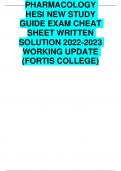 PHARMACOLOGY HESI NEW Study Guide Exam Cheat Sheet Written Solution 2022-2023 Working Update &lpar;FORTIS COLLEGE&rpar;
