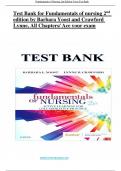 Test Bank for Fundamentals of nursing 2nd edition by Barbara Yoost and Crawford Lynne(2019), ISBN-13 978-0323508643All Chapters/ Ace your exam