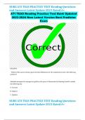 ATI TEAS Reading Practice Test Bank Updated  2023-2024 New Latest Version Best Predictor  Exam